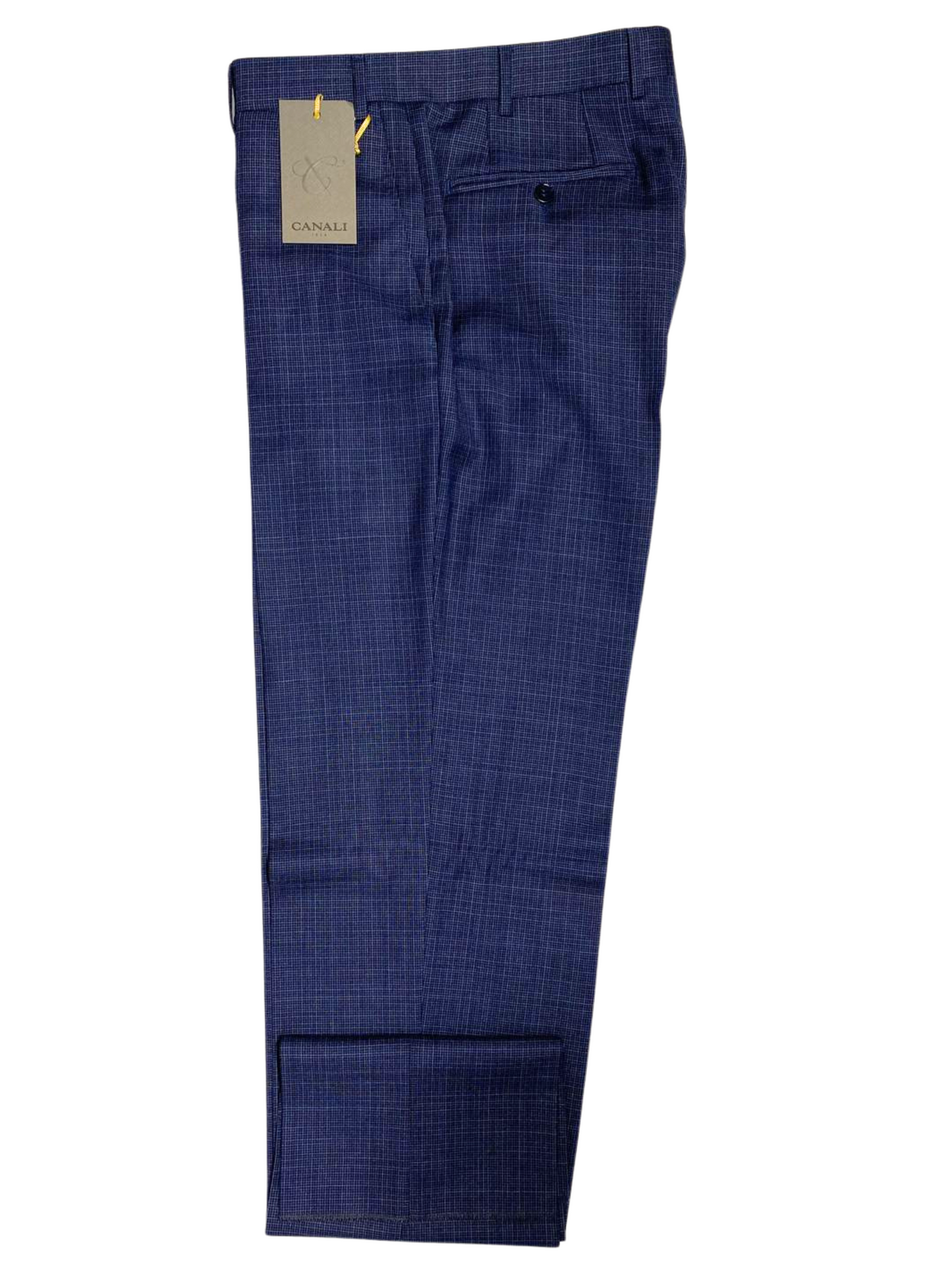 Canali Navy Blue Check Notch Lapel 100% Wool 2 Button Suit 38R
