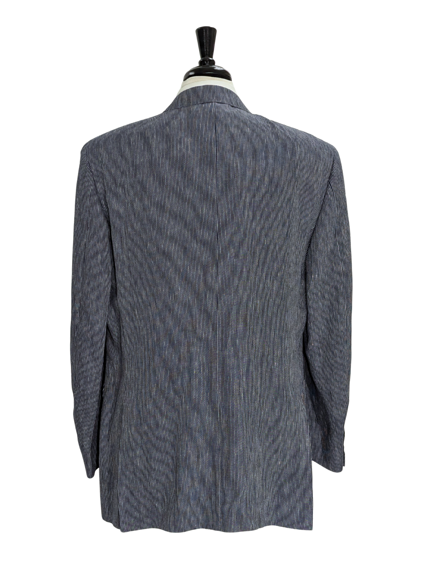 Canali Blue Pinstriped 100% Linen Suit 48L