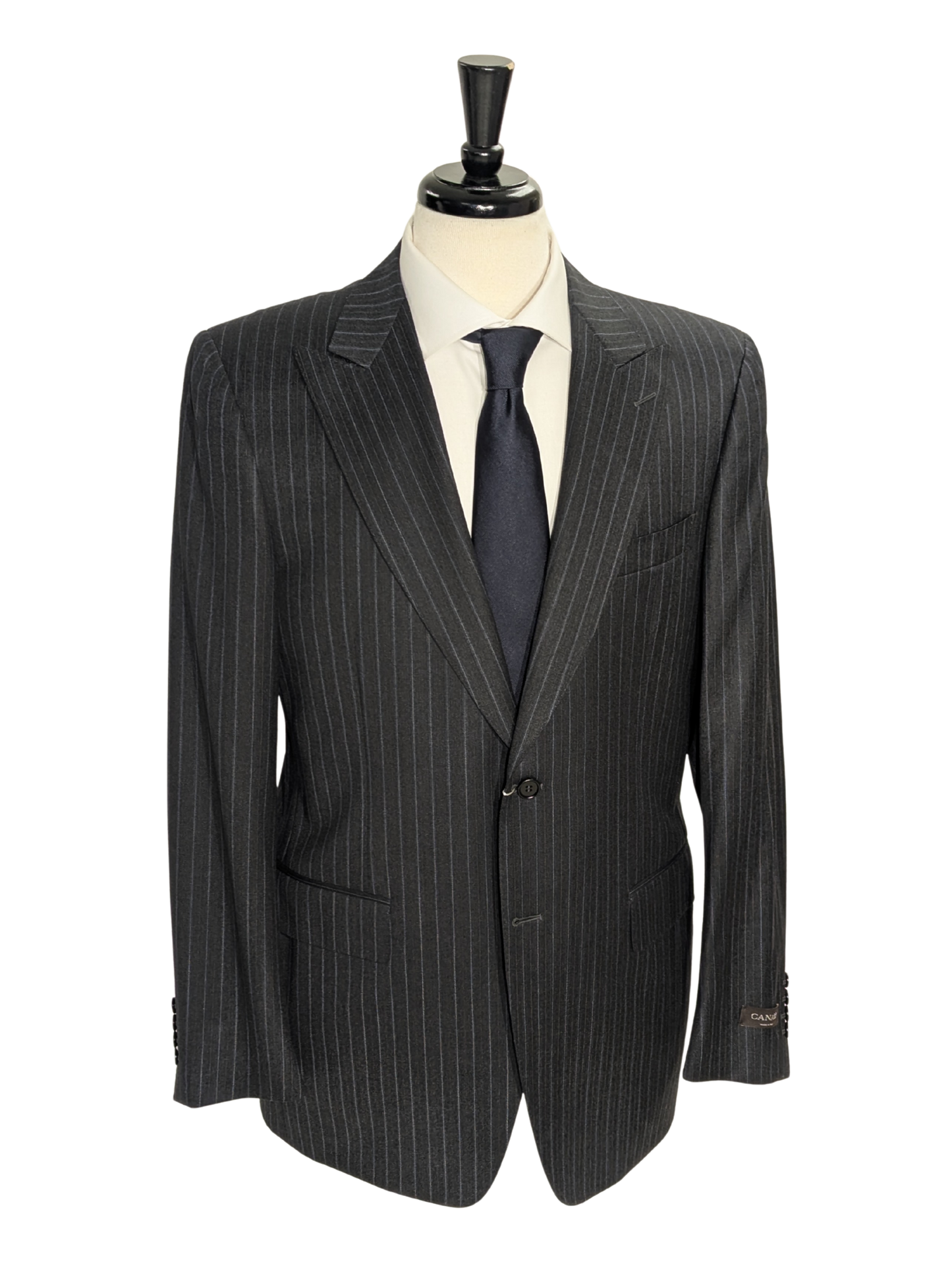 Canali Charcoal Pinstripe Peak Lapel 100% Wool Suit 40R