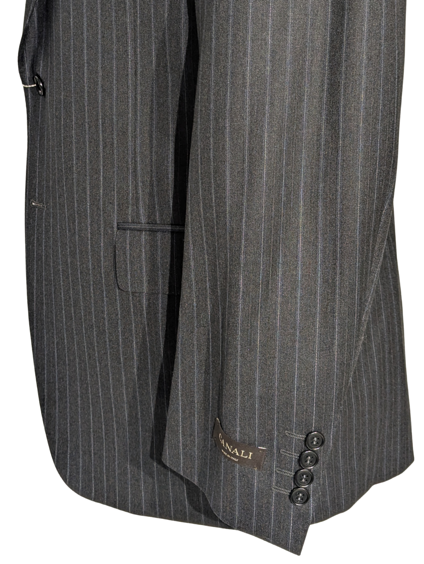 Canali Charcoal Pinstripe Peak Lapel 100% Wool Suit 40R