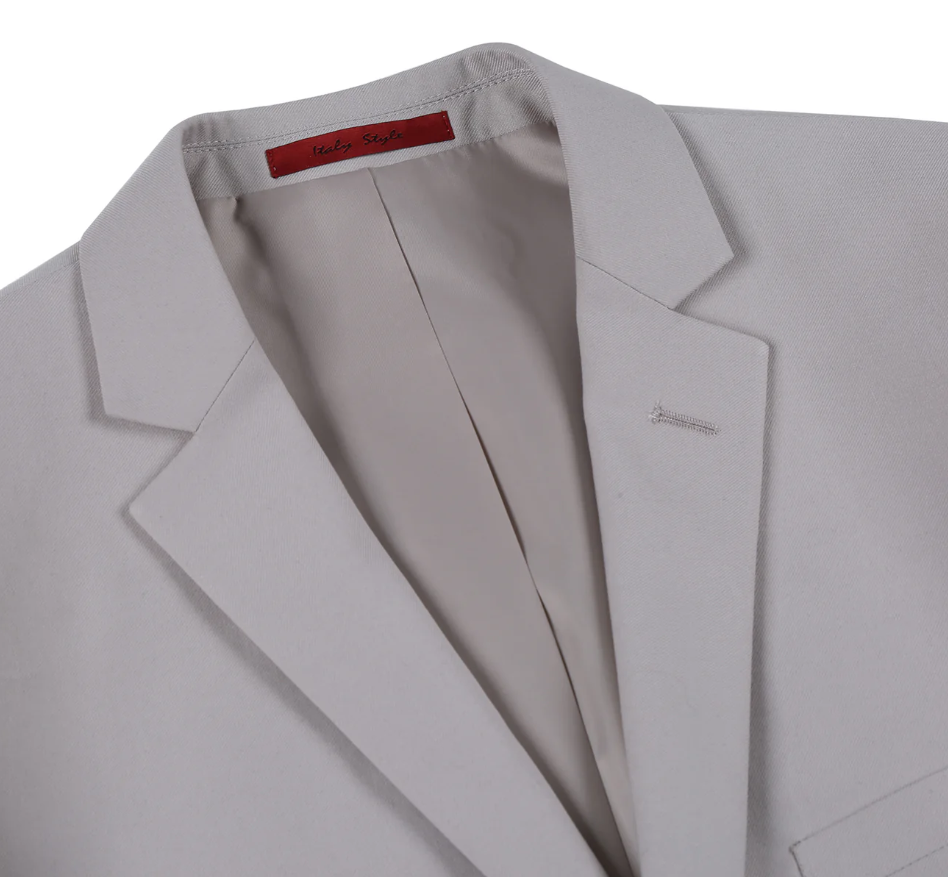 Raphael Solid Beige Notch Lapel Slim Fit Two Button Suit