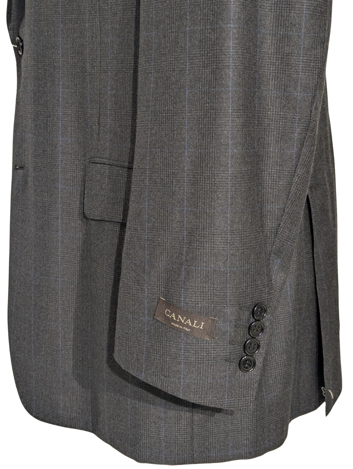Canali Gray Glen Plaid 100% Wool Suit 46R