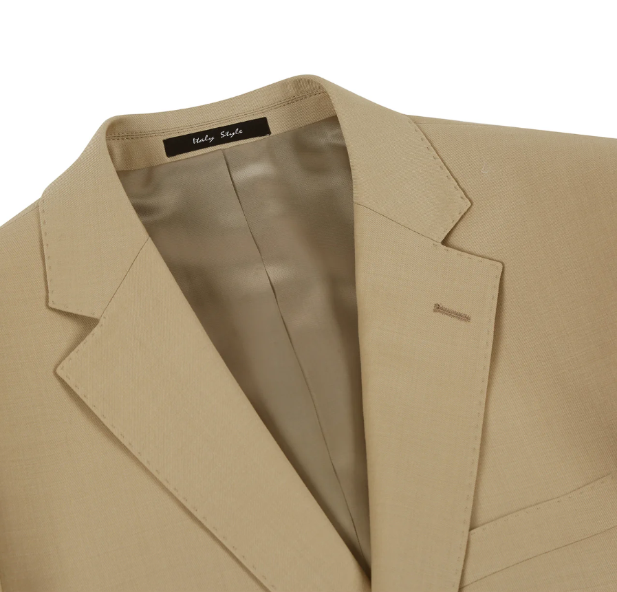 Raphael Men’s Classic Fit Tan Super 170’s Notch Lapel Wool Two Button Suit