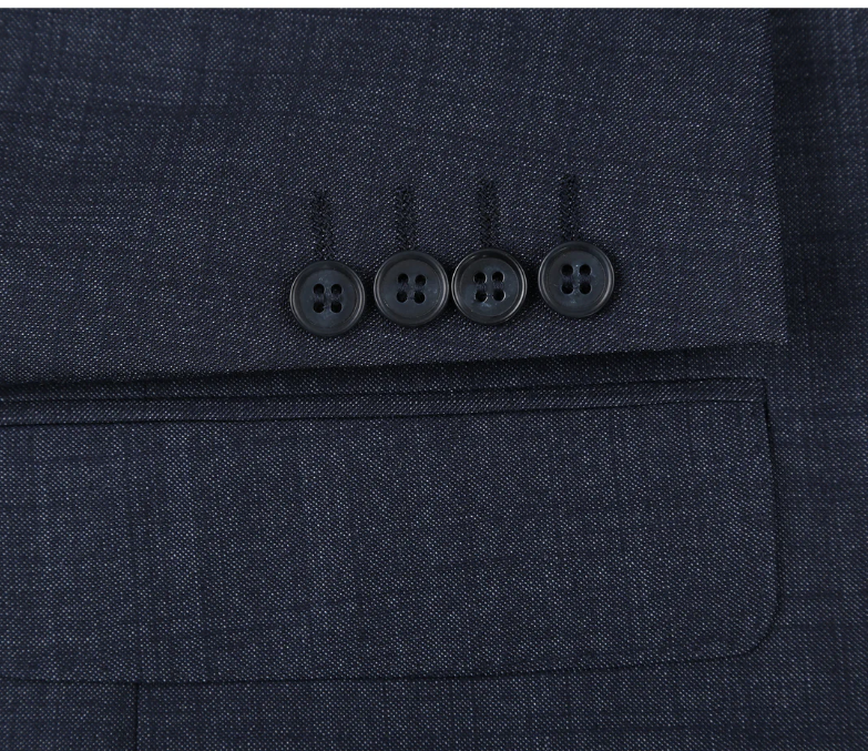 Raphael Navy Textured Notch Lapel Classic Fit Two Button Wool Suit