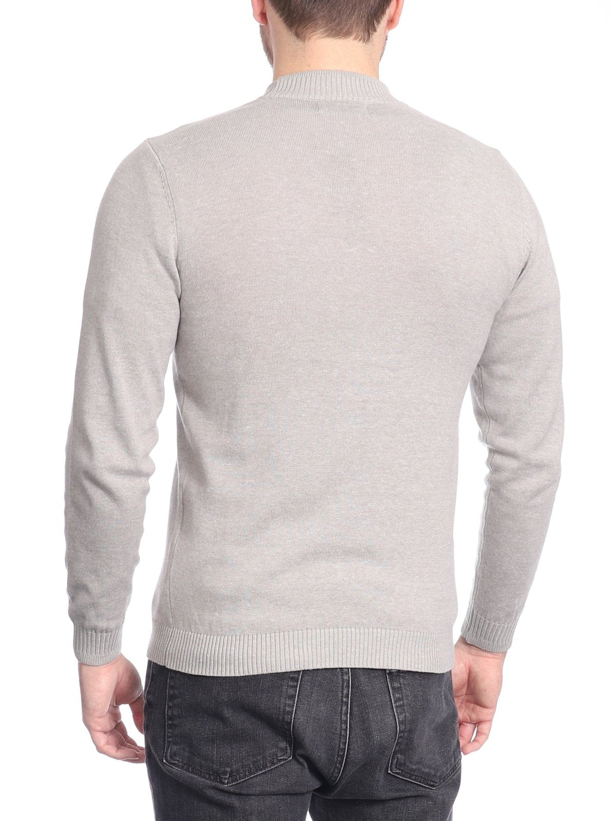 Arthur Black Solid Light Gray Pullover Cotton Blend Mock Neck Sweater Shirt
