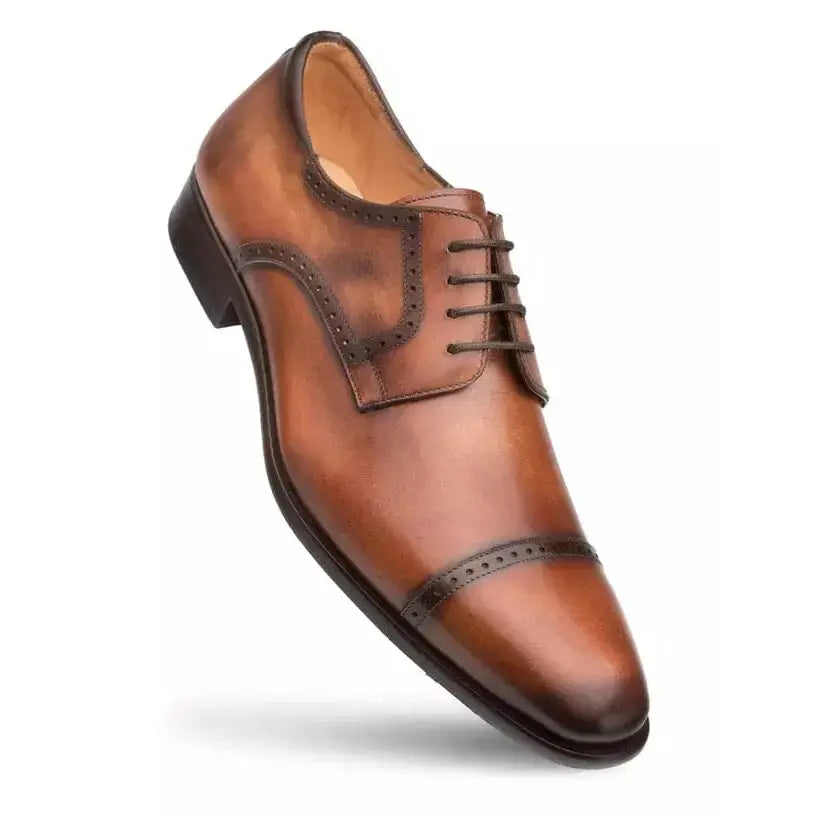 Mezlan Mens Cognac Brown Lace-up Oxford Cap Toe Leather Dress Shoes