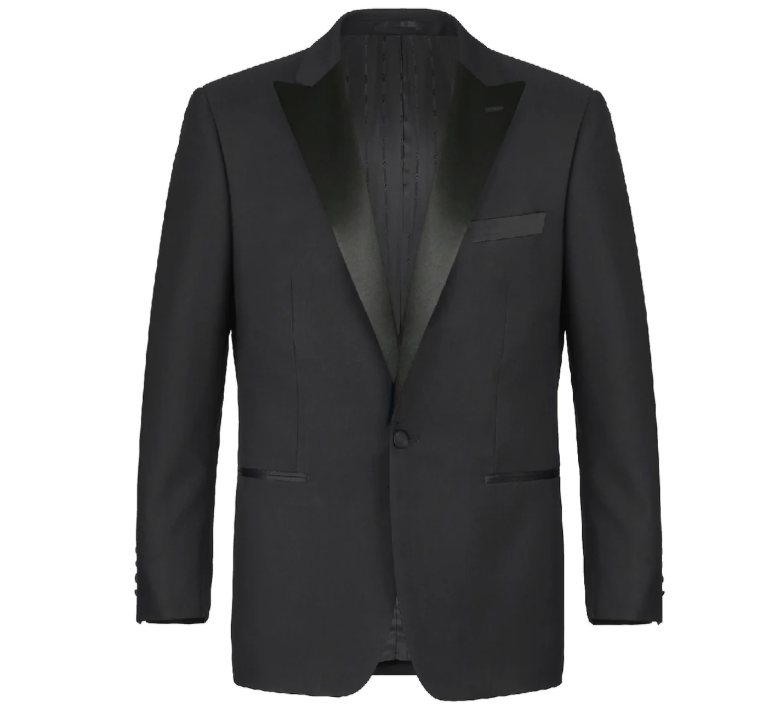 Raphael Solid Black Classic Fit One Button Peak Lapel Tuxedo Suit