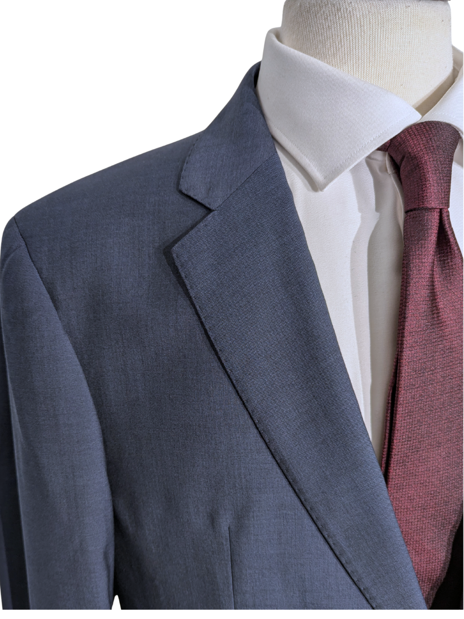 Emporio Armani Textured Blue Notch Lapel G-Line Two Button Suit 44R