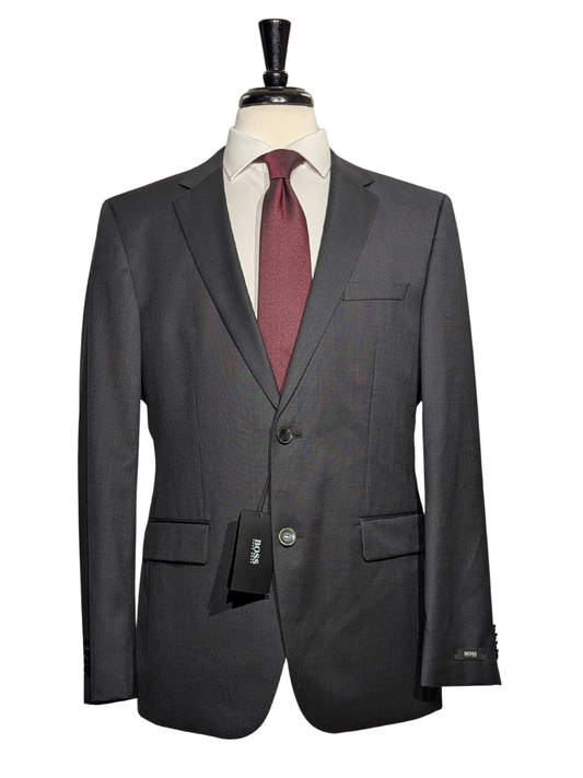 Hugo Boss Guabello collection Textured Black Water Repellent Wool 2-Button Suit - 40R