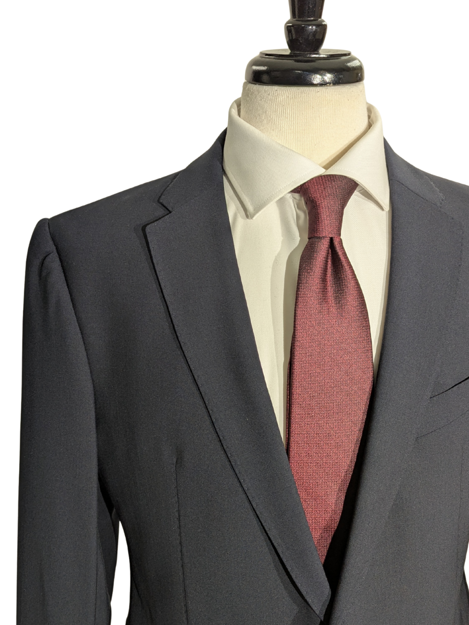 Armani Collezioni Black Textured M-Line Modern Fit Peak Lapel 2 Button Wool Suit 40R