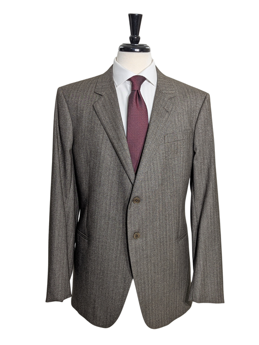 Armani Collezioni Rosy Brown Herringbone Notch Lapel Wool Blend 2-Button Suit - 46R