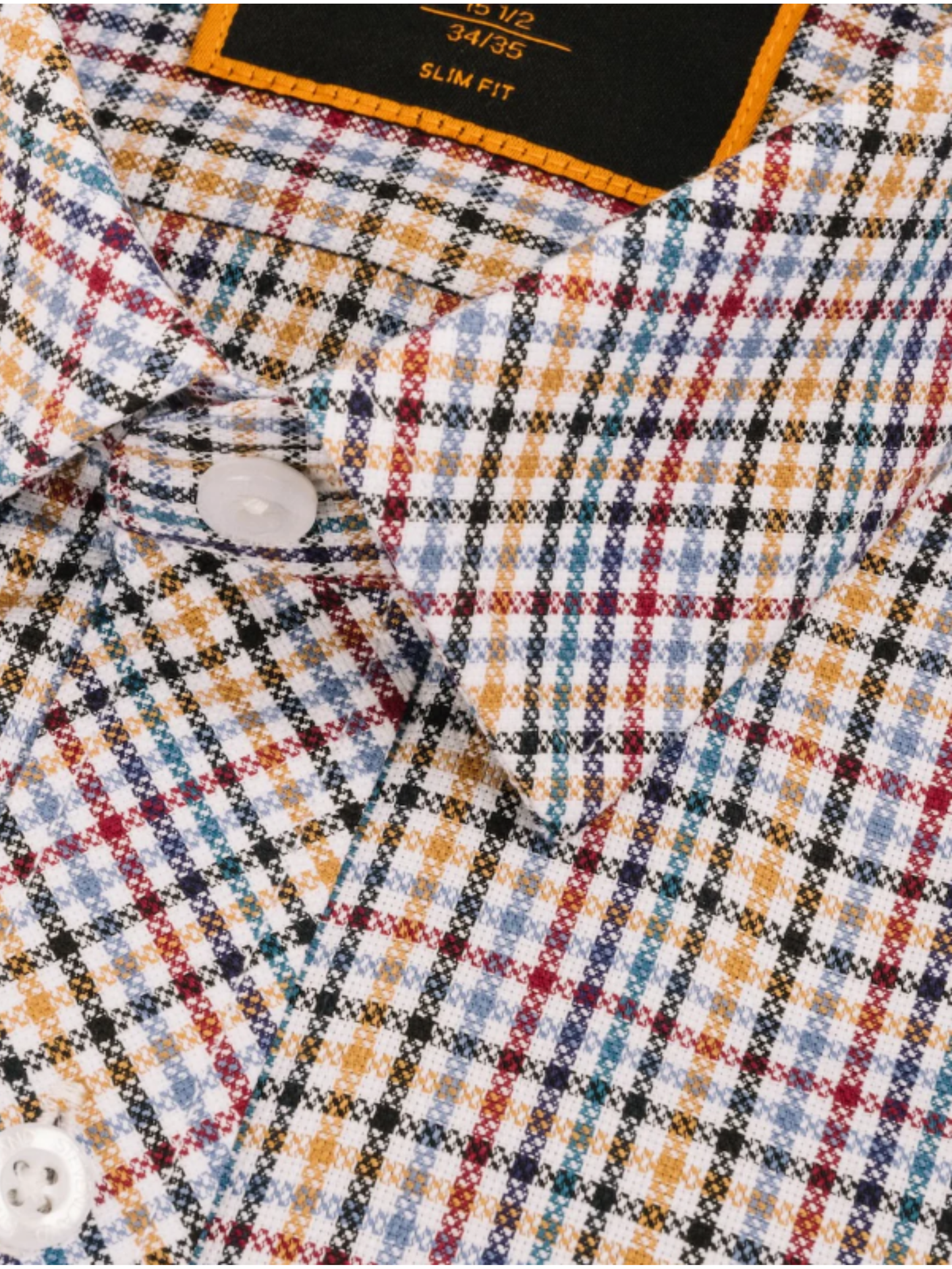Steven Land Multicolor Plaid Spread Collar Slim Fit Wrinkle & Shrink Free Cotton Dress Shirt