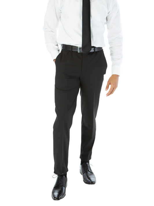 Raphael Mens Solid Black Slim Fit Flat Front Prehemmed Stretch Dress Pants