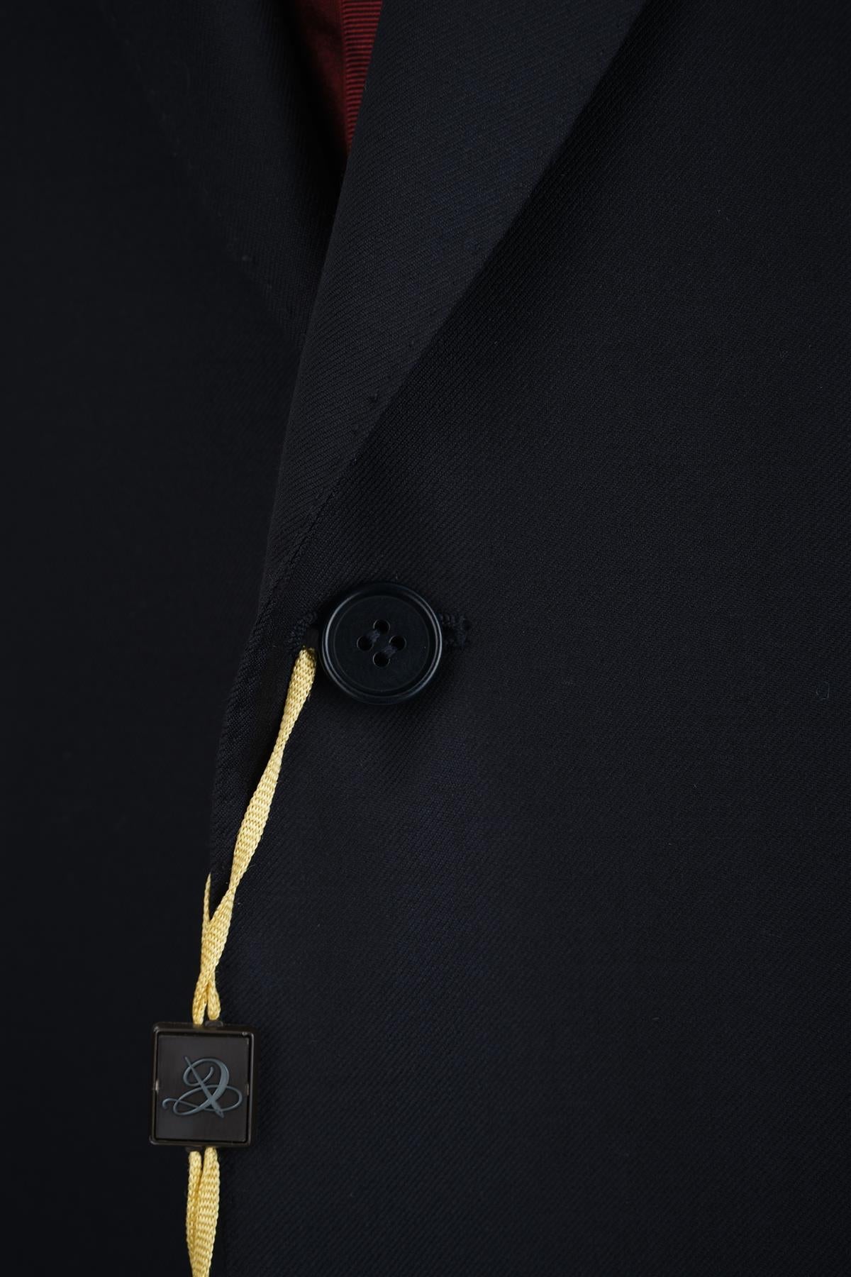 Canali Mens Solid Navy Blue 40L Drop 7 Modern Fit 100% Wool 2 Piece Suit