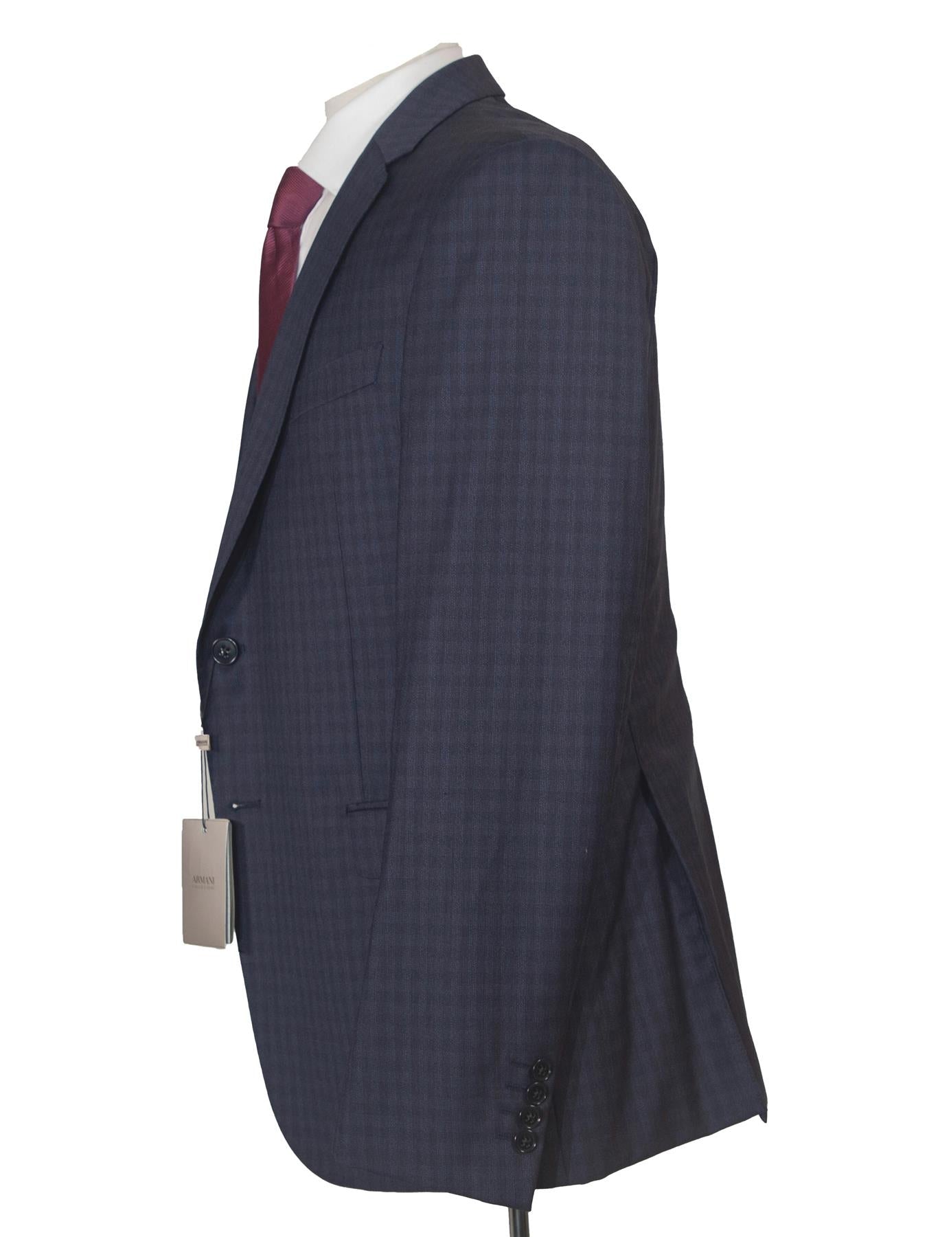 Armani Collezioni M-Line Mens 42R Navy Blue Check 2 Piece Suit