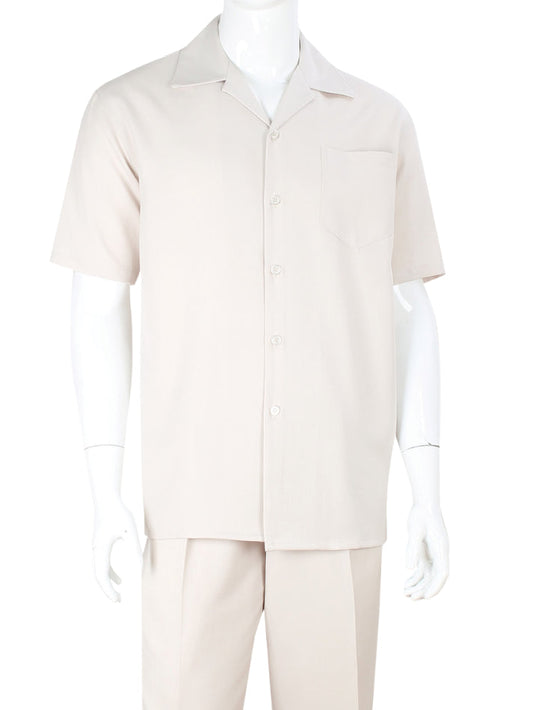 Apollo King Royal Diamond Tan Classic Fit Short Sleeve 2 Piece Walking Suit