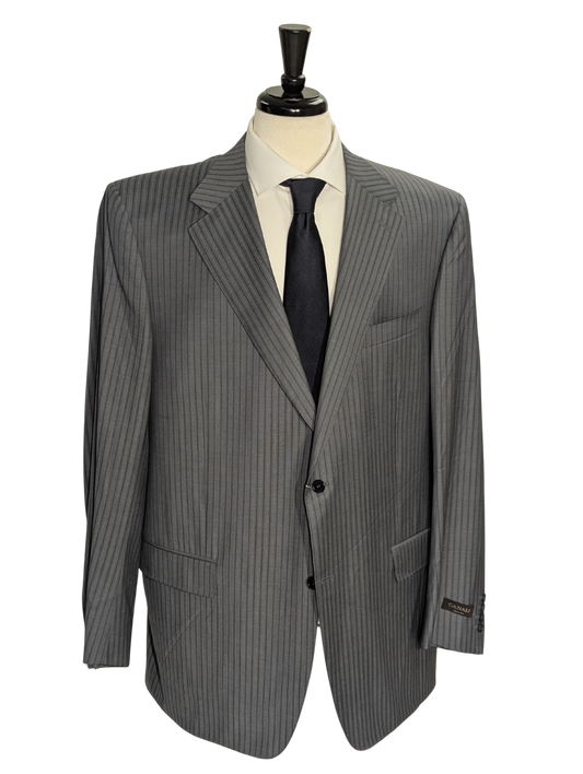 Canali Gray Pinstriped 100% Wool Suit 50L