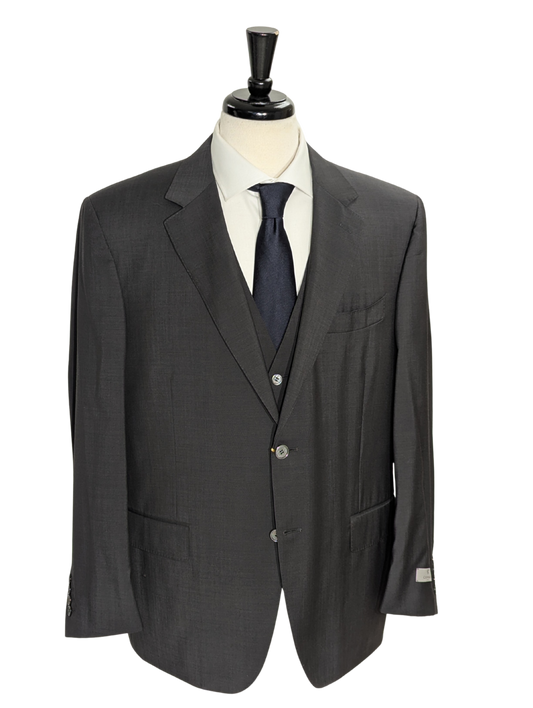 Canali Solid Gray 3-Piece 100% Wool Suit 44S
