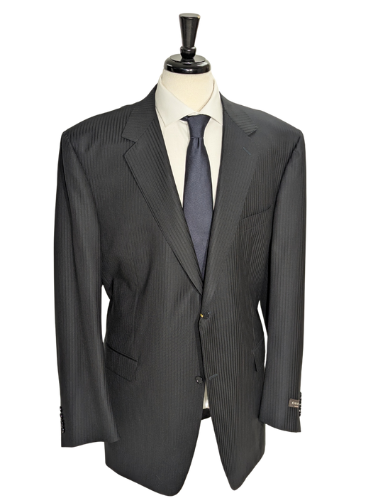 Canali Navy Pinstriped Wool-Silk Suit 50L