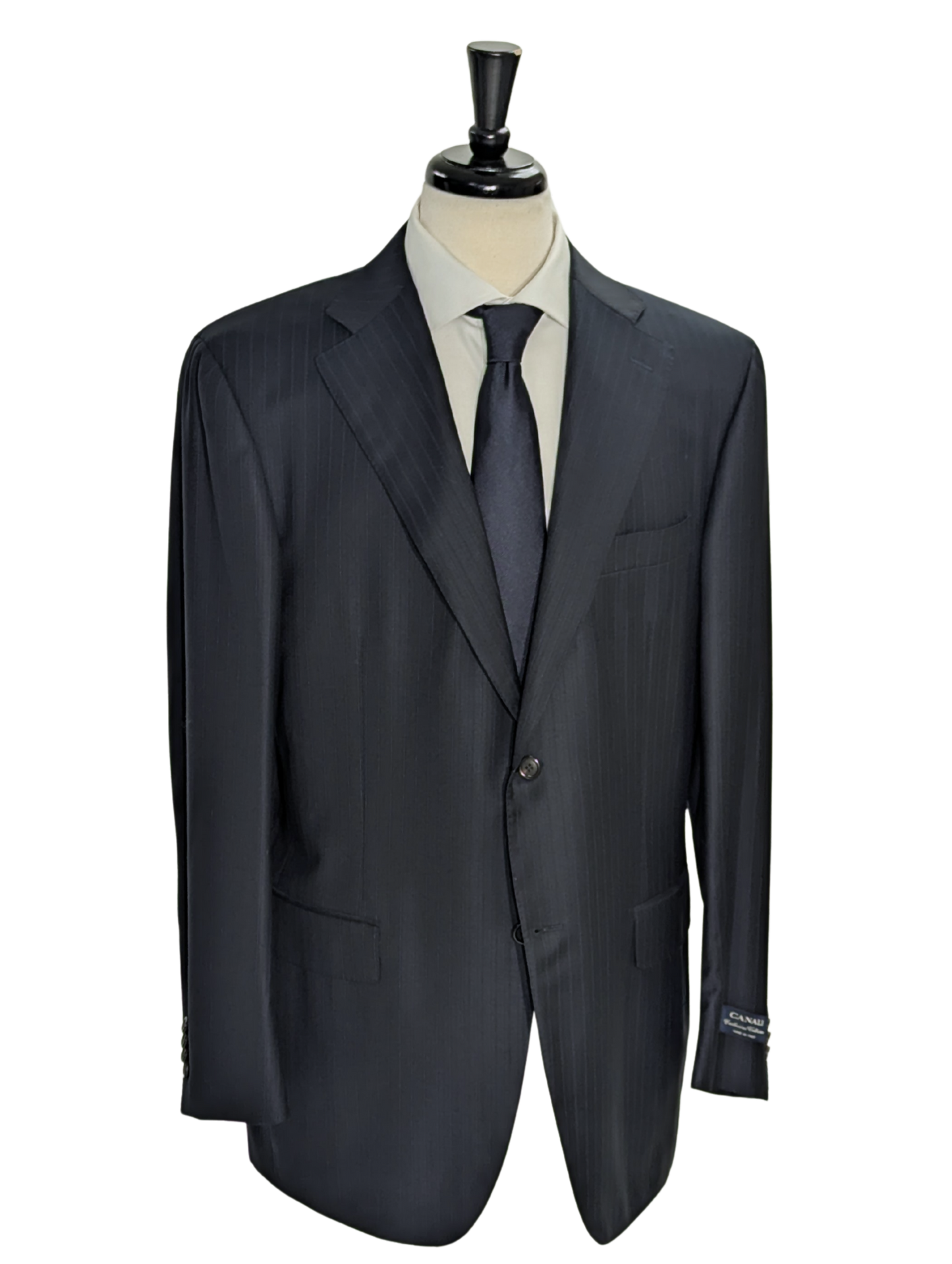 Canali Navy Pinstriped 100% Wool Suit 44R