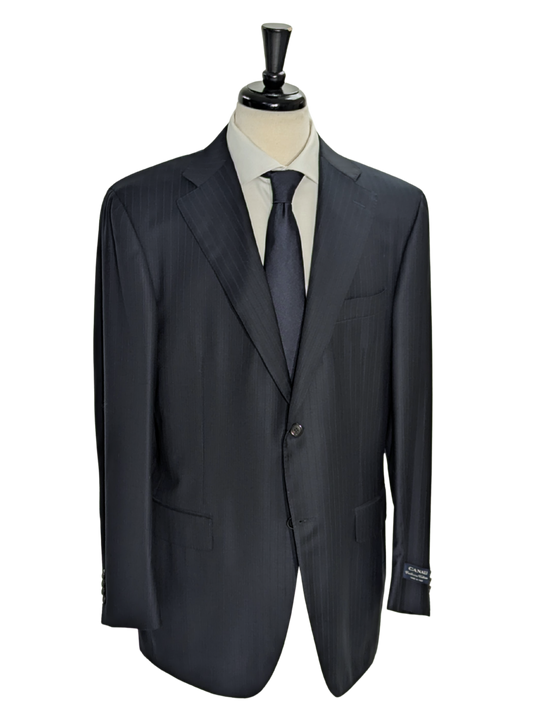 Canali Navy Pinstriped 100% Wool Suit 44R