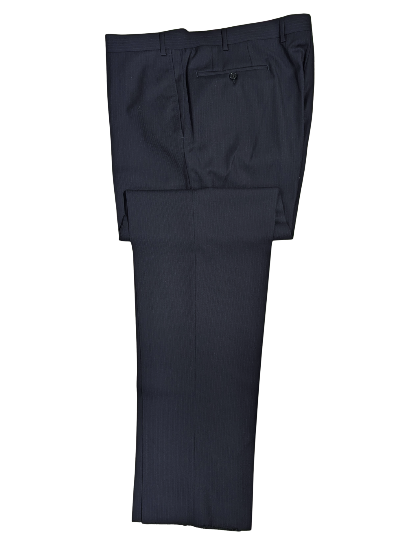 Canali Navy Tonal Pinstriped 100% Wool Suit 46R
