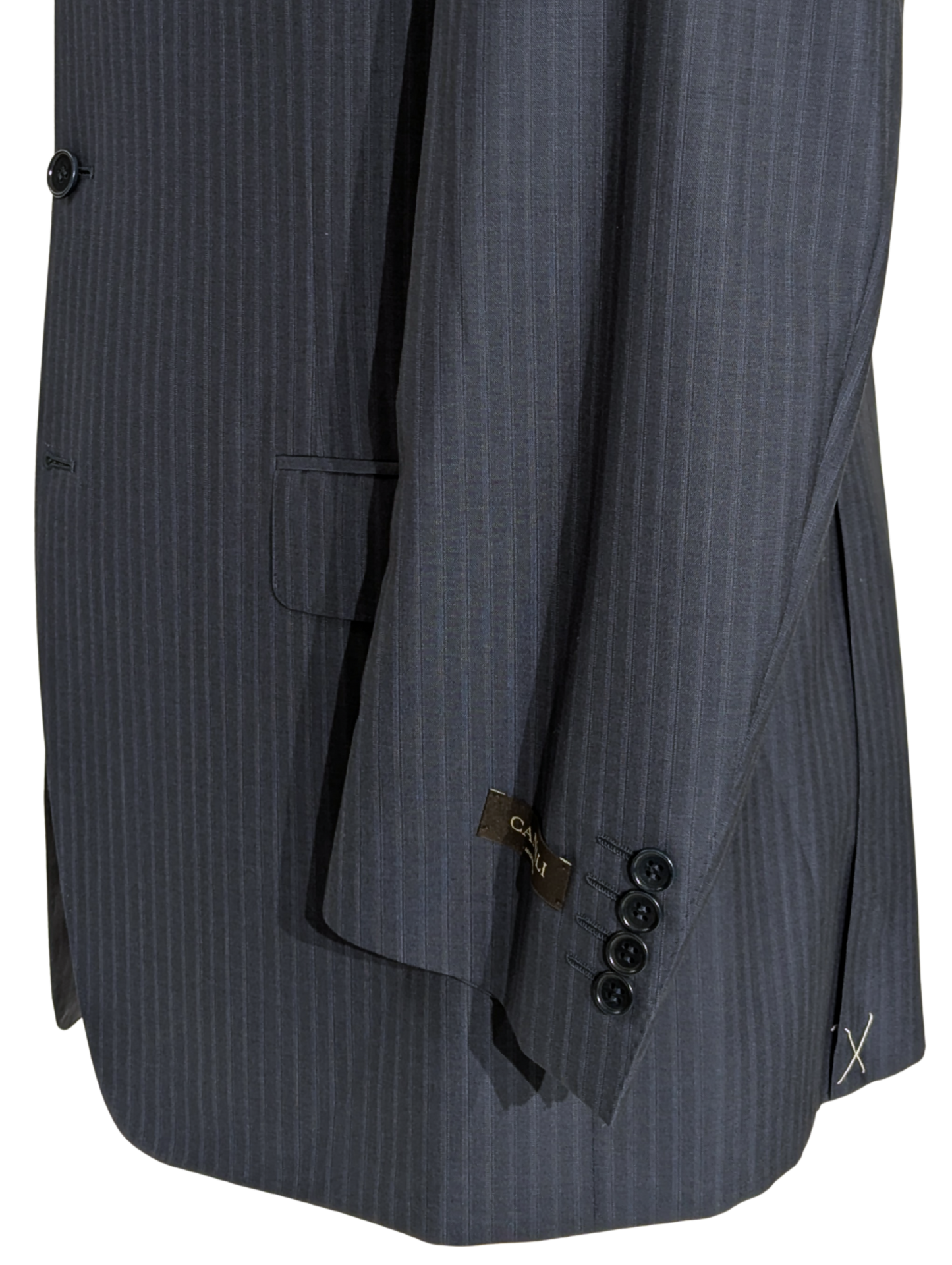 Canali Blue Tonal Pinstriped 100% Wool 3-Button Suit 50R