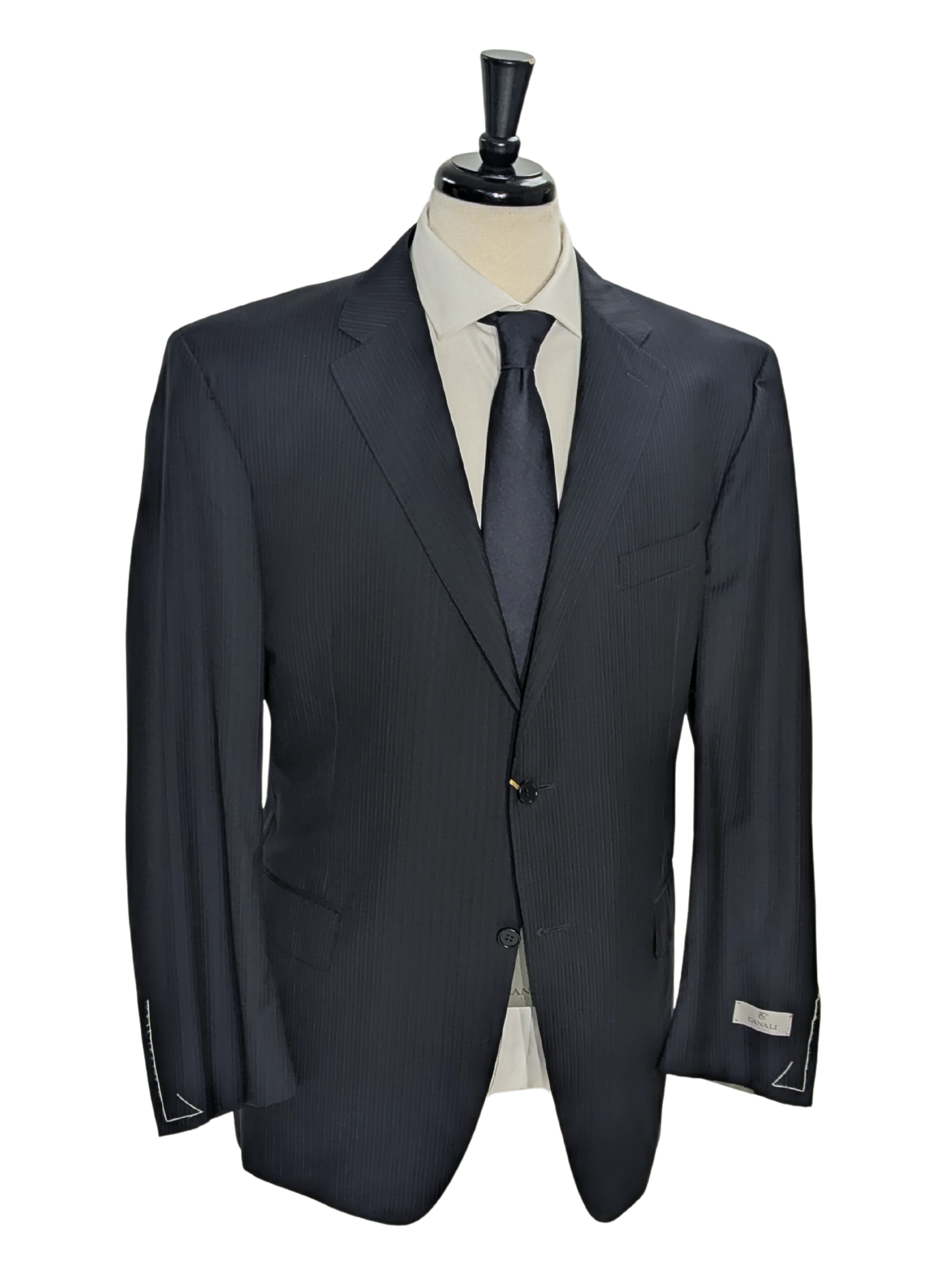 Canali Navy Pinstriped 100% Wool Suit 48R