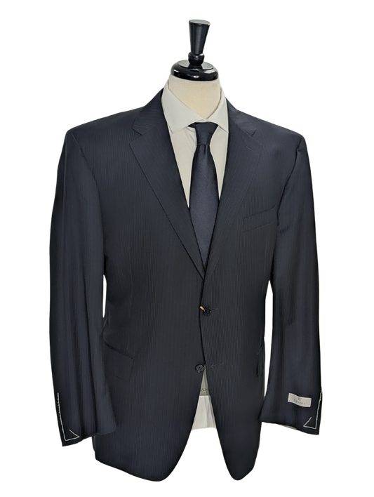 Canali Navy Pinstriped 100% Wool Suit 48R