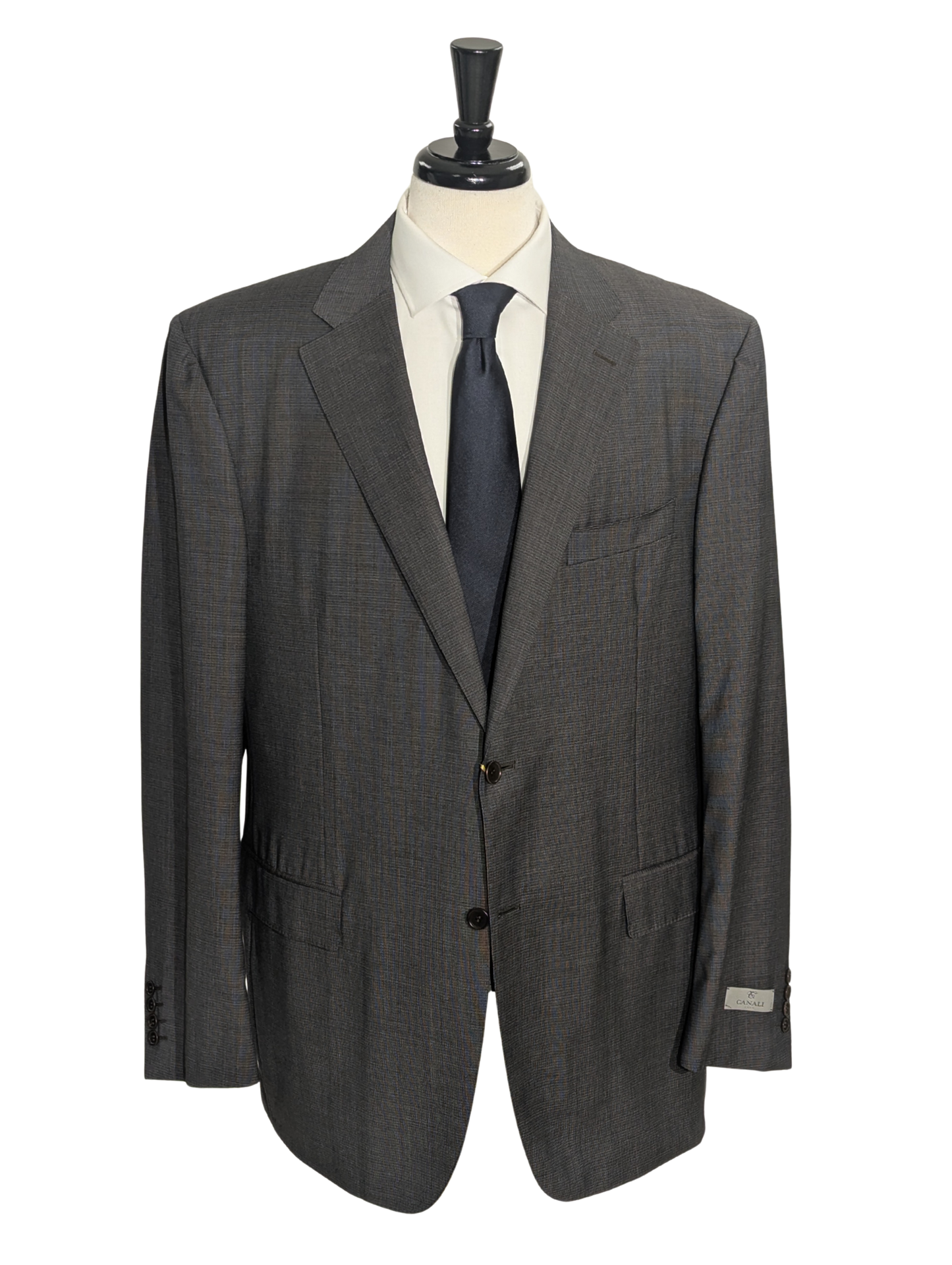 Canali Brown Nailhead 100% Wool 2 Button Suit 48L