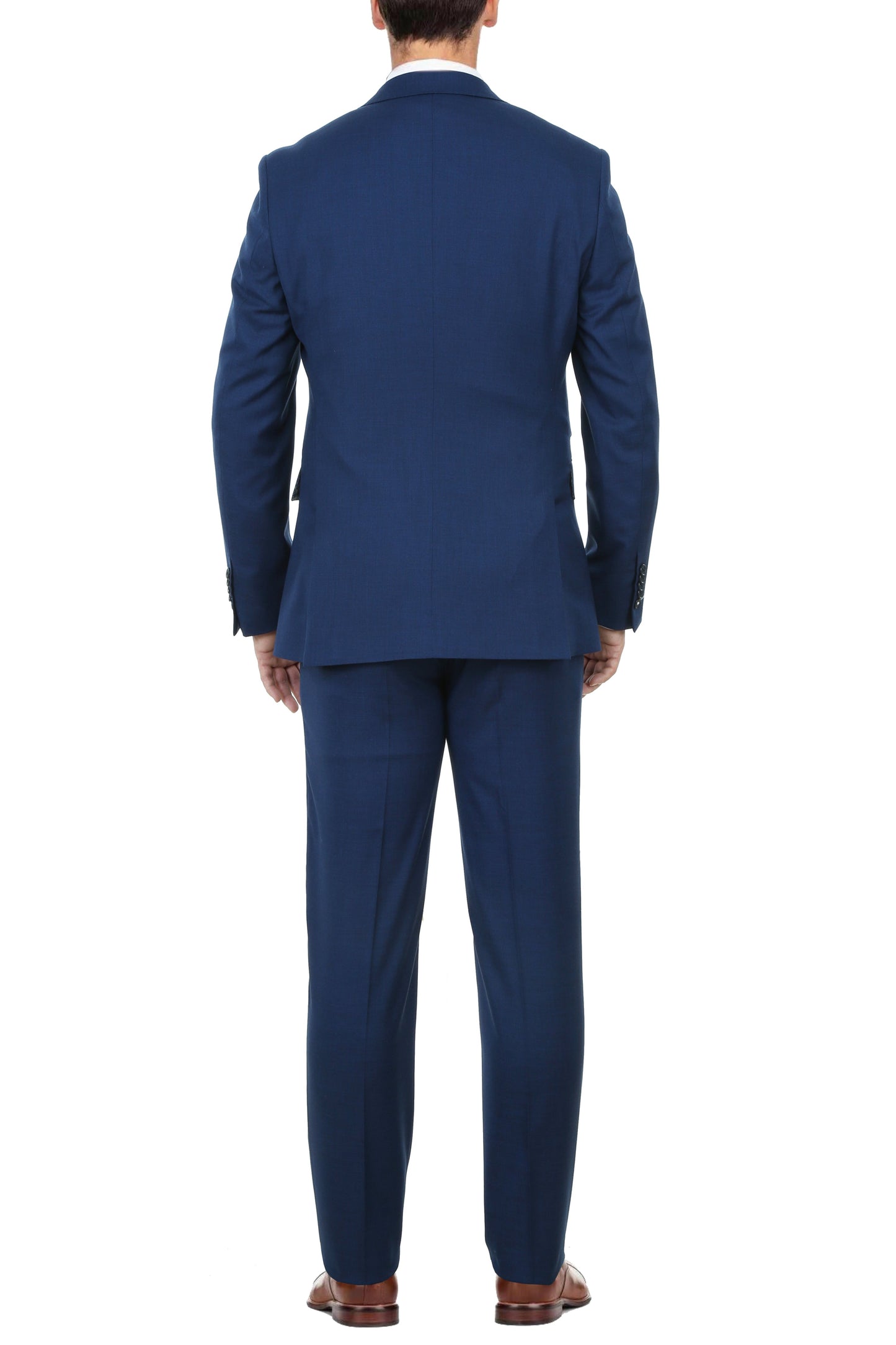 English Laundry Mens Solid Blue Slim Fit Peak Lapel Stretch 2 Button Suit
