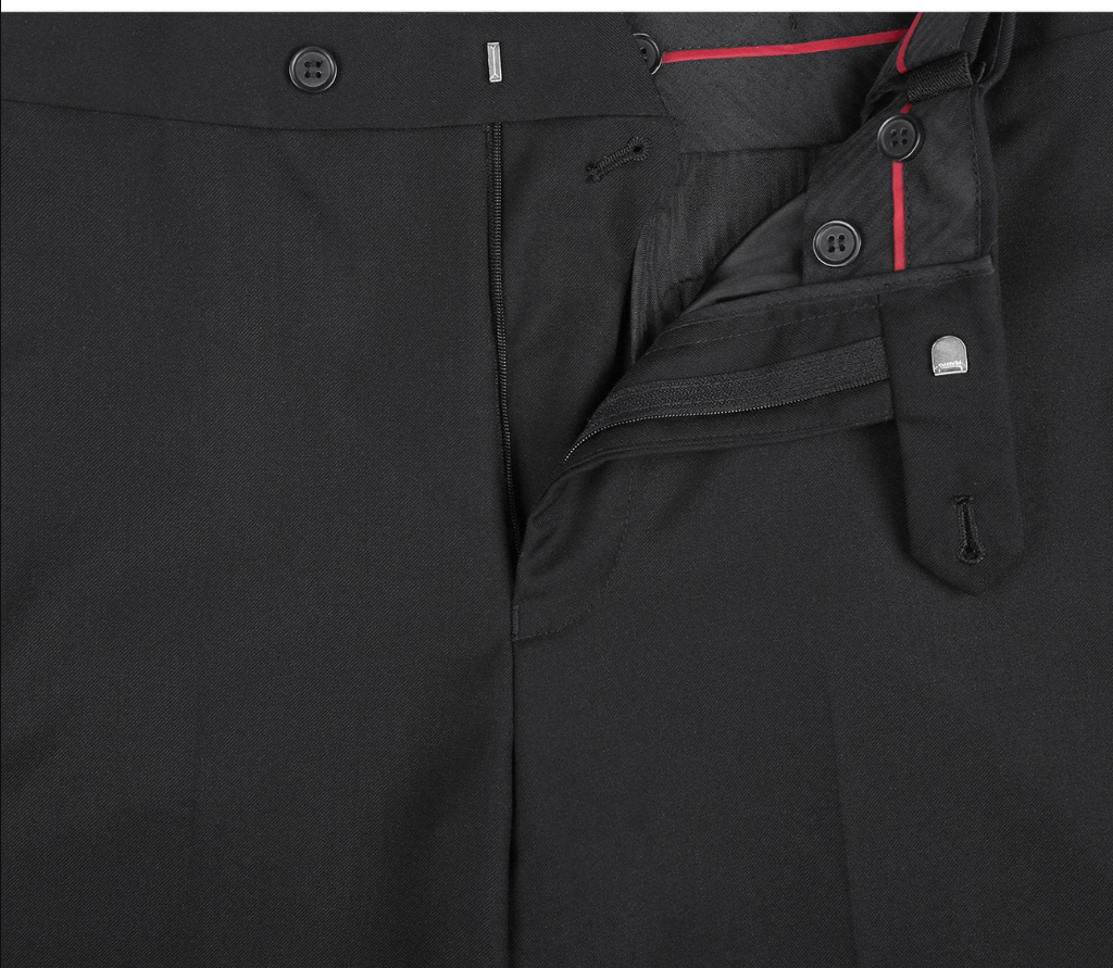 Raphael Mens Solid Black Classic Fit Tuxedo Pants