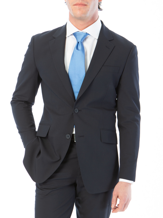 Raphael Mens Solid Navy Blue Slim Fit Stretch 2 Button Blazer Sportcoat