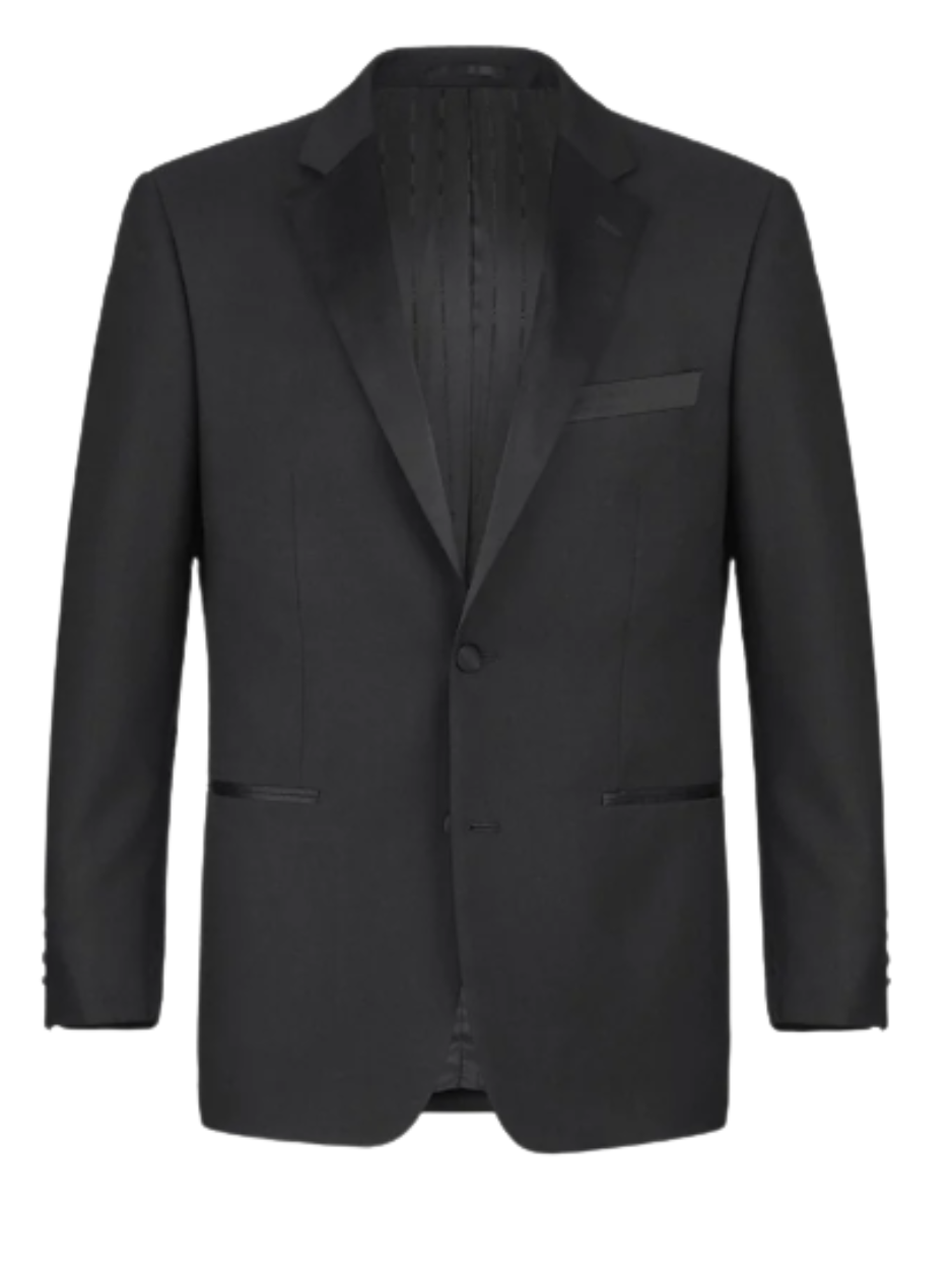 Raphael Solid Black Classic Fit Two Button Notch Lapel Tuxedo Suit