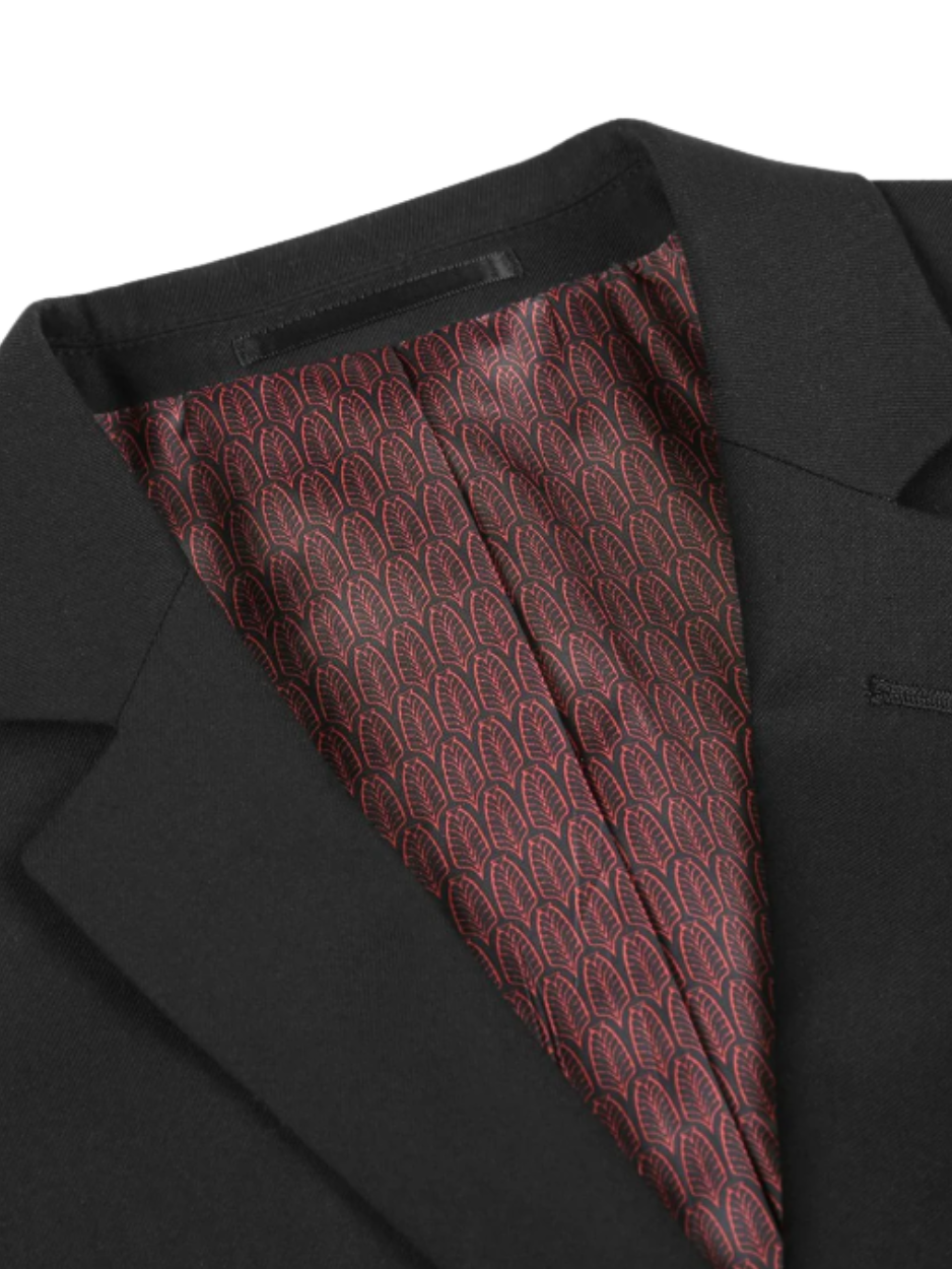 Raphael Solid Black Notch Lapel Slim Fit Stretch Two Button Suit
