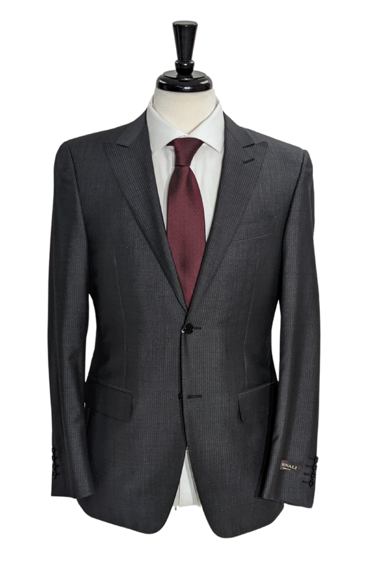 Canali Charcoal Gray Pinstripe Wool Blend Suit 44R