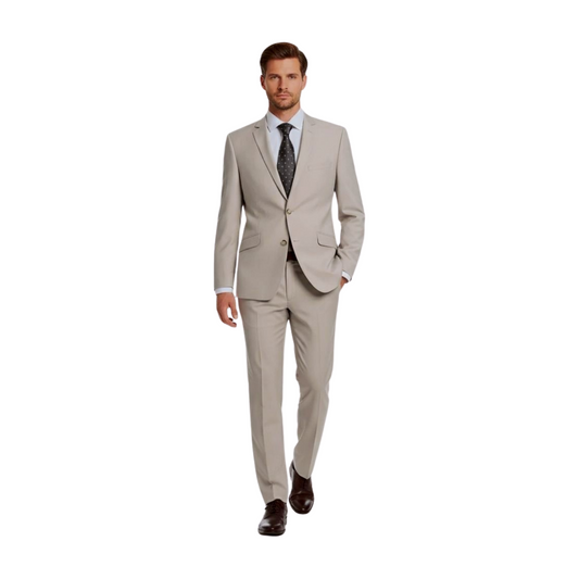 Raphael Solid Beige Notch Lapel Slim Fit Two Button Suit