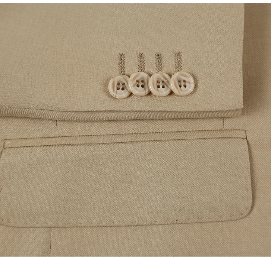 Raphael Men’s Slim Fit Tan Super 170’s  Notch Lapel Wool Two Button Suit
