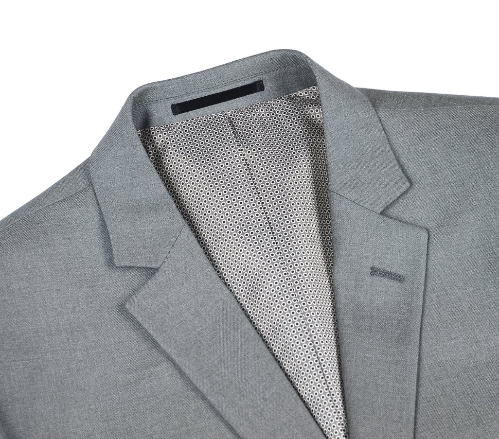 Raphael Men’s Stretch Light Gray Slim Fit Notch Lapel Two Button Suit