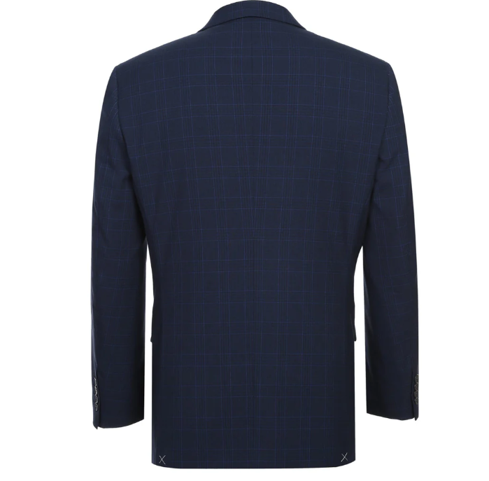 Raphael Marine Blue Windowpane Check Classic Fit Two Button Suit