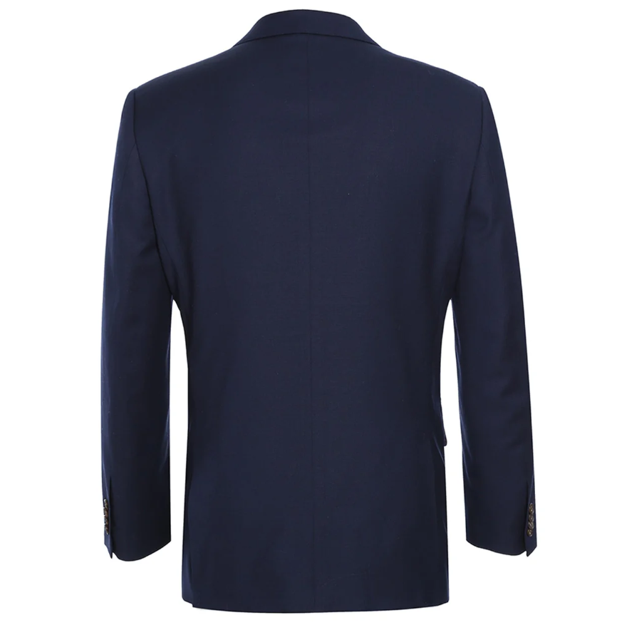 Raphael Navy Blue with Purple Lining Classic Fit Two-Button Notch Lapel Blazer