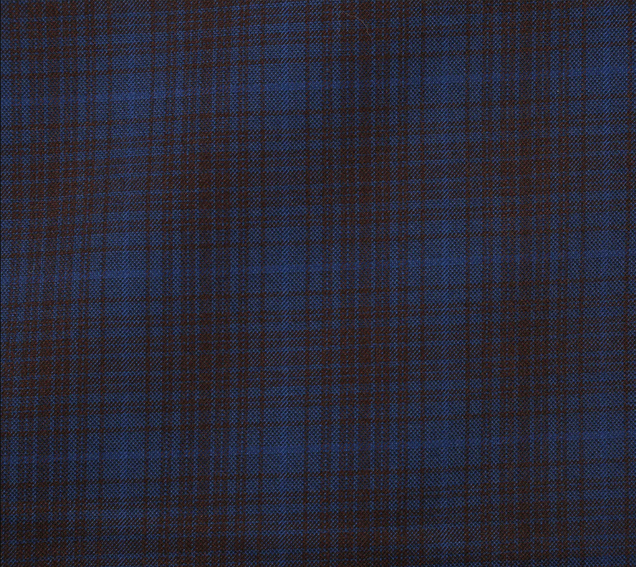 English Laundry Mens Navy with Brown Check Slim Fit Peak Lapel 2 Button Stretch Suit