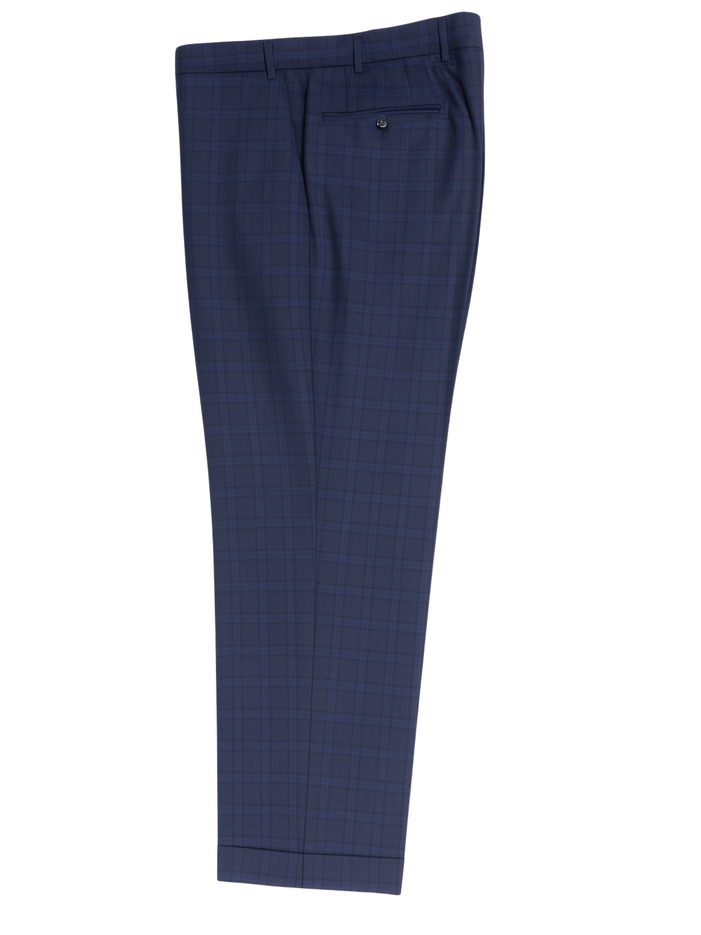 Canali Navy Blue Windowpane Plaid Notch Lapel 100% Wool 2 Button Suit 44L