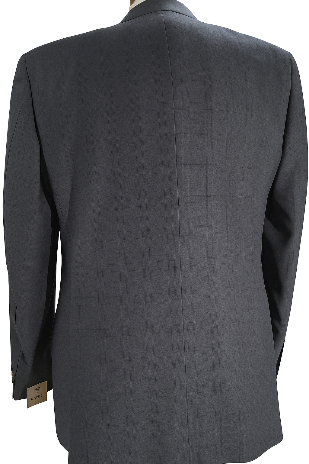 Canali Navy Blue Windowpane 100% Wool 2 Button Suit 44R