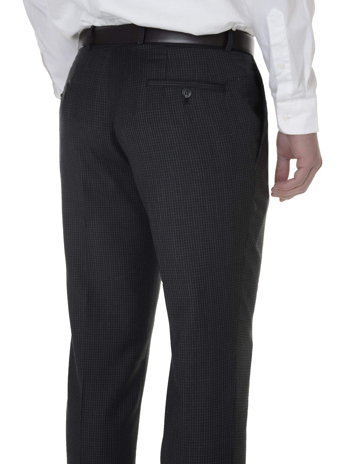 Bar III Mens Charcoal Gray Check Slim Fit Flat Front Wool Blend Dress Pants