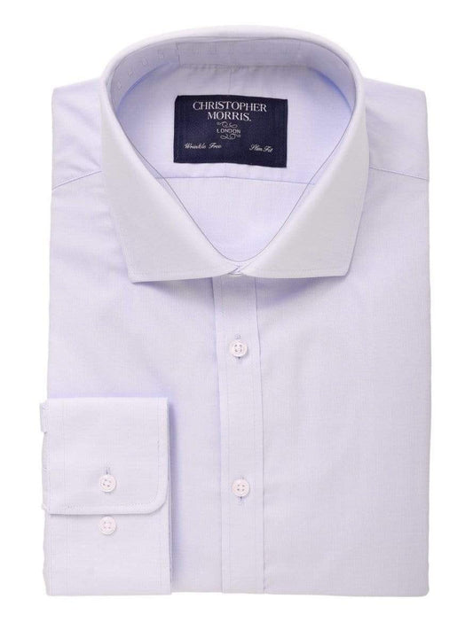 Christopher Morris Men's 100% Cotton Solid Blue Slim Fit Dress Shirt