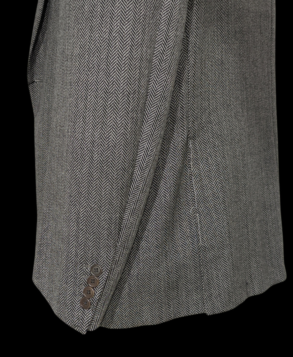 Sartoria Partenopea Men's Gray and Black Herringbone 100% Wool Sport Coat 46R